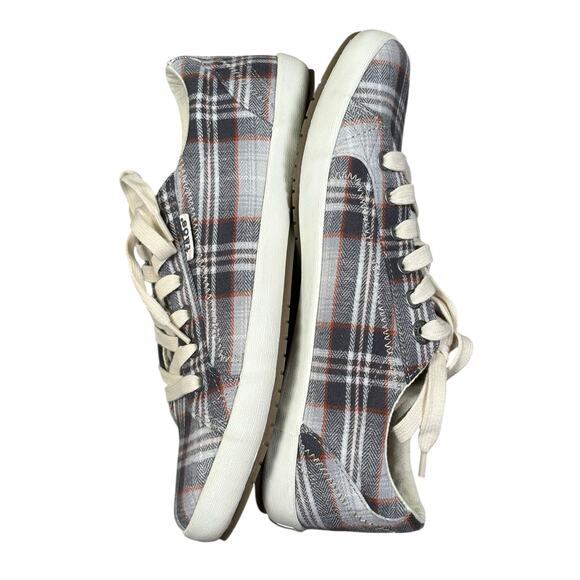 Taos Footwear Star Plaid Lace Up Sneakers Women's 8 Gray Preppy Academia Neutral - Picture 5 of 10